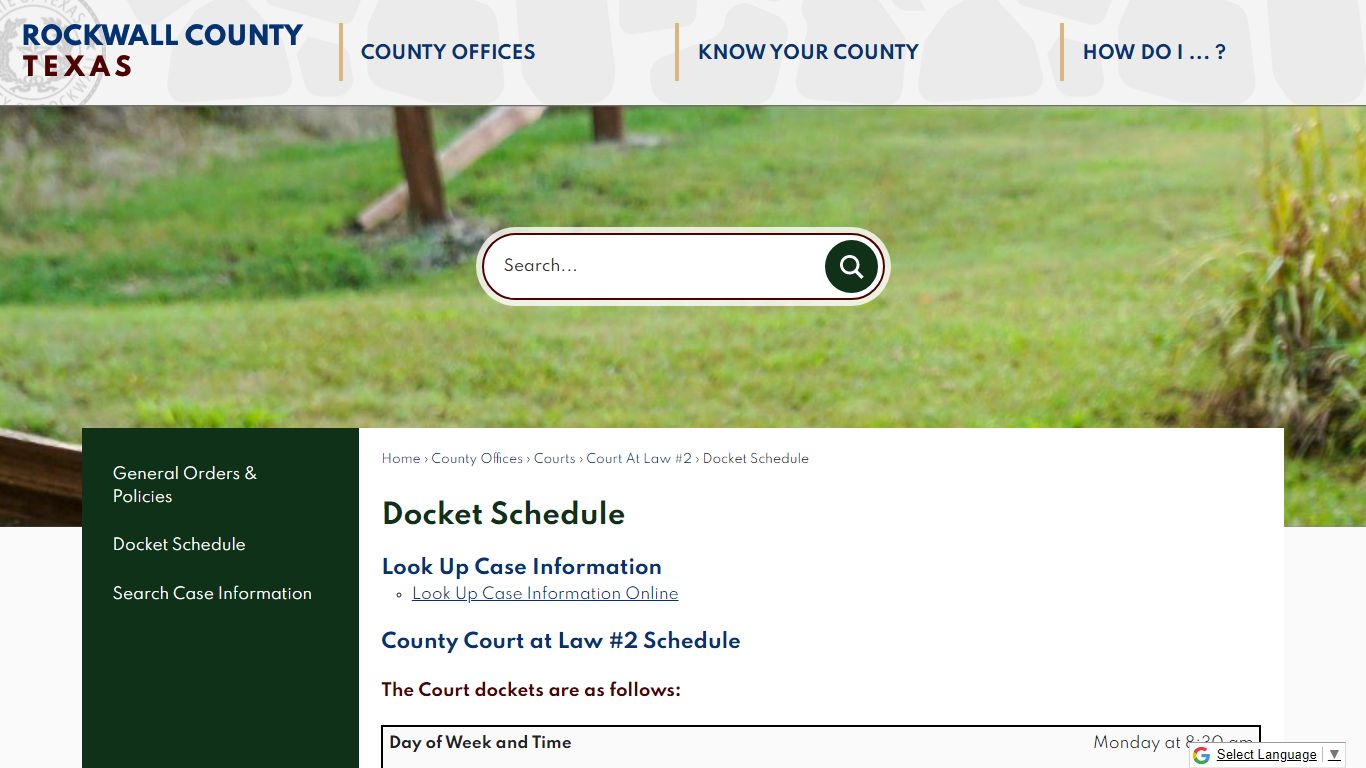 Docket Schedule | Rockwall County-Official Website